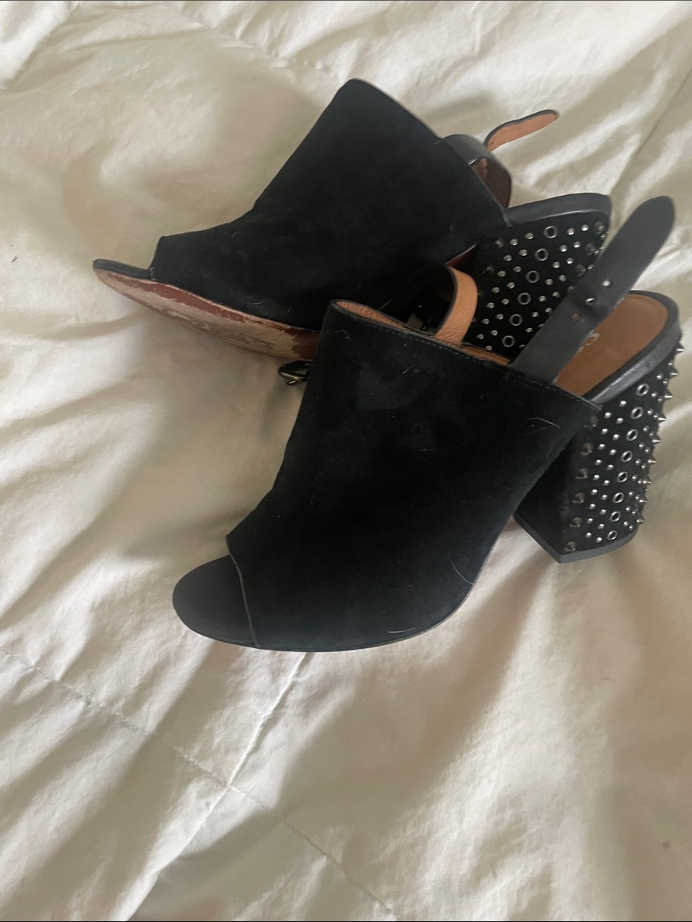 Coach Studded Block Heel Open-Toe Mule